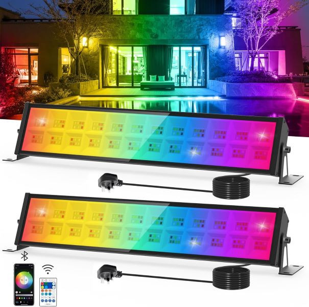 پروژکتور RGB، چراغهای NATPOW 72W، چراغهای سیل LED با تغییر رنگ هوشمند (پک 2 عددی)