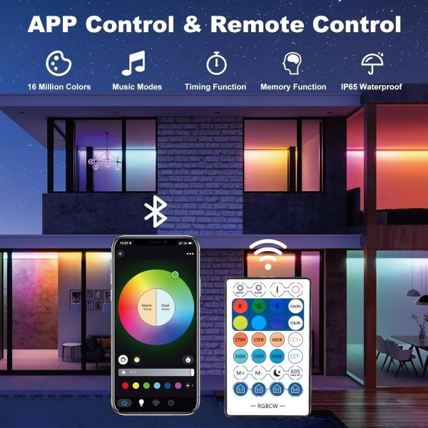 پروژکتور RGB، چراغهای NATPOW 72W، چراغهای سیل LED با تغییر رنگ هوشمند (پک 2 عددی)