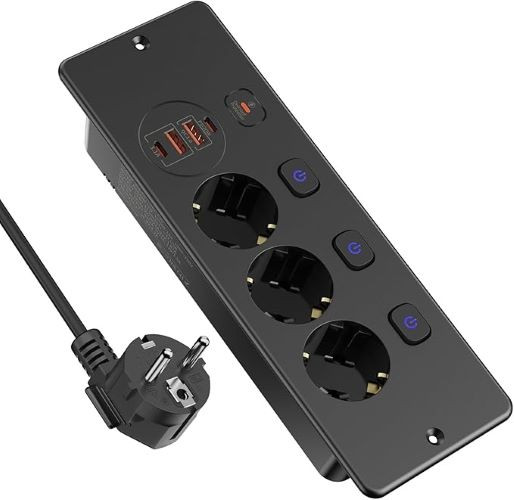 پریز رومیزی ۷ کاره با USB】برند HITRENDS با شارژر سریع PD20W Type C