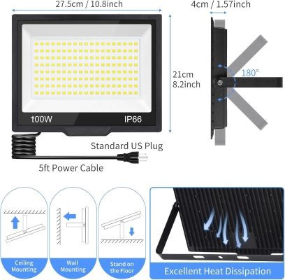 نورافکن LED 100 وات با نور بنفش پک 2 عدیی