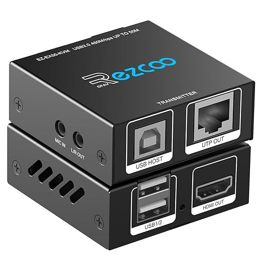 سوئیچ KVM اکستندر HDMI از نوع USB به RJ45 با پشتیبانی از کابلهای Cat5e/6/7 و رزولوشن 1080P