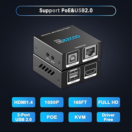 سوئیچ KVM اکستندر HDMI از نوع USB به RJ45 با پشتیبانی از کابلهای Cat5e/6/7 و رزولوشن 1080P