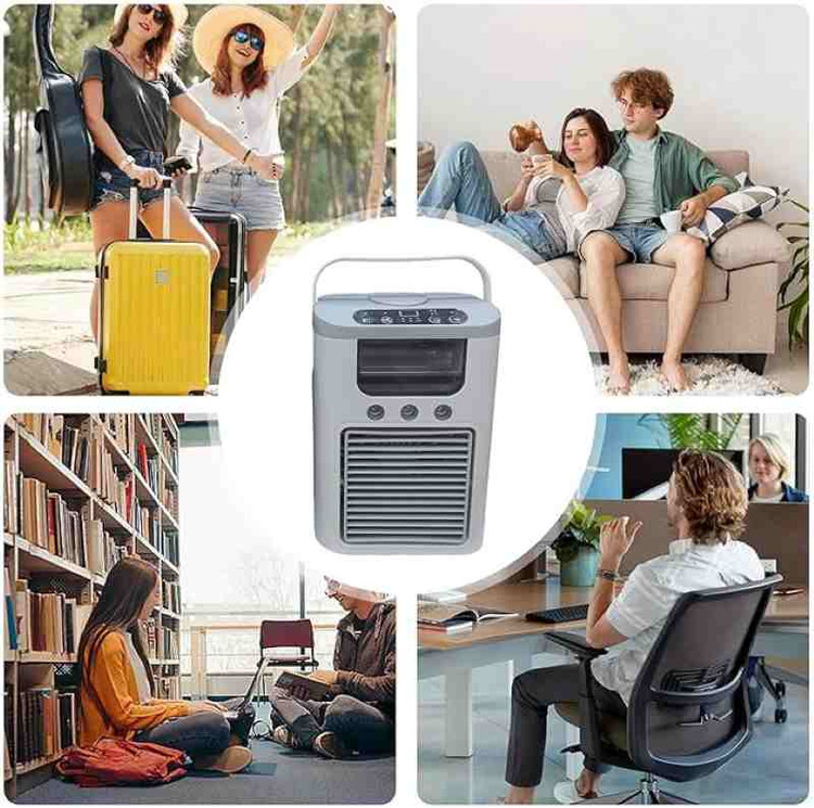 کولر رومیزی شارژی مدل F14 با مه پاش , 5 سرعته رطوبت ساز