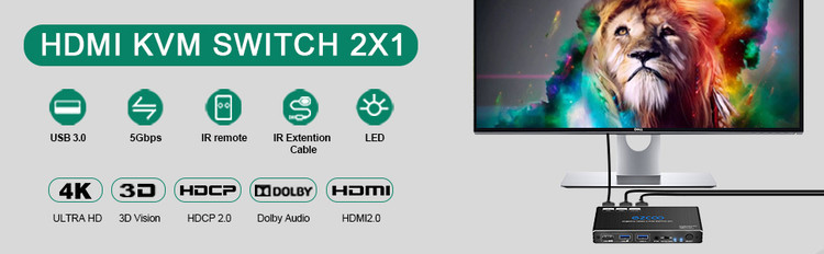 اسپلیتر سوئیچ ۲ پورت HDMI 4K برند EZCOO