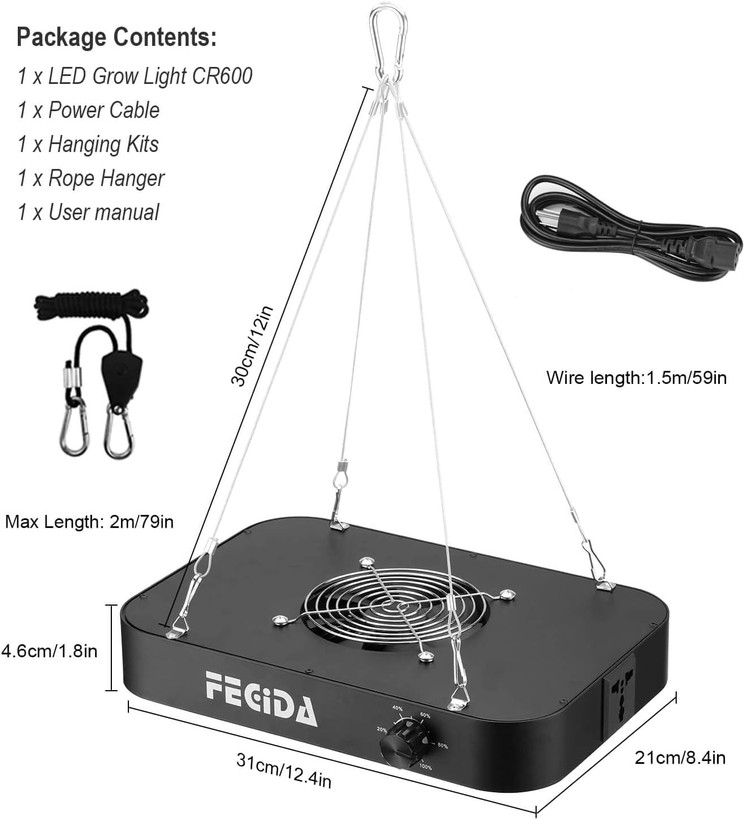 پروژکتور ال ای دی رشد گیاه برند FECIDA مدل GL-CR600