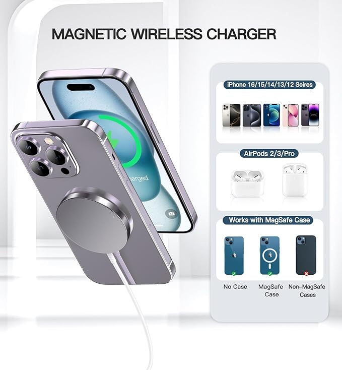 شارژر بیسیم مغناطیسی ۱۵ واتی، برند MAGLEAP مدل T517
