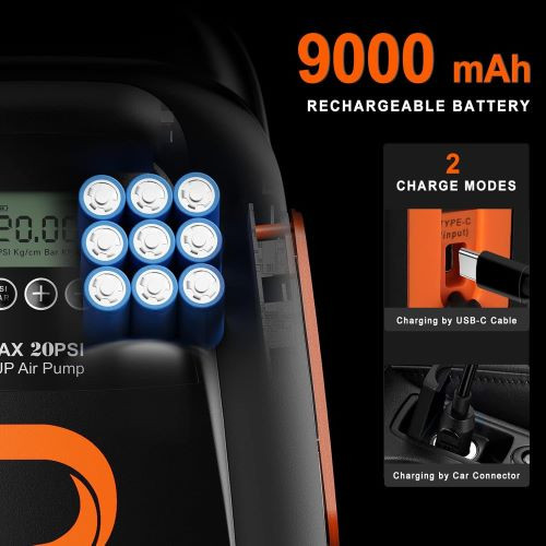 پمپ باد قابل شارژ Dskeuzeew با ظرفیت 20PSI و ظرفیت 9000 میلیآمپر