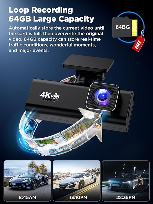 دوربین داشبورد 4K + 1080P، وایفای جلو و عقب برند Savuscam