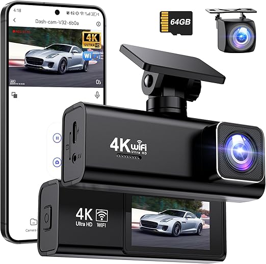 دوربین داشبورد 4K + 1080P، وای‌فای جلو و عقب برند Savuscam