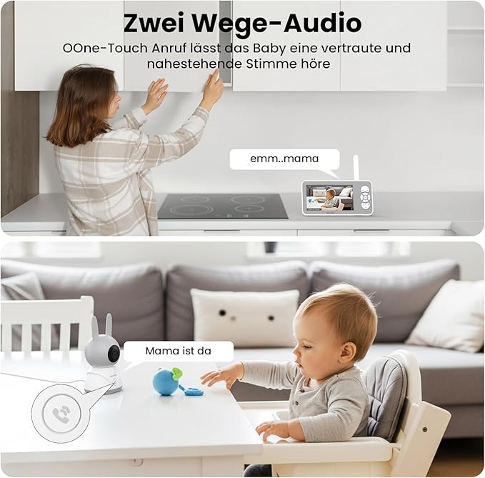 مانیتور کودک wansview با دوربین 2.4/5 گیگاهرتز وای فای، 5 اینچ، ویدئو 1080P،