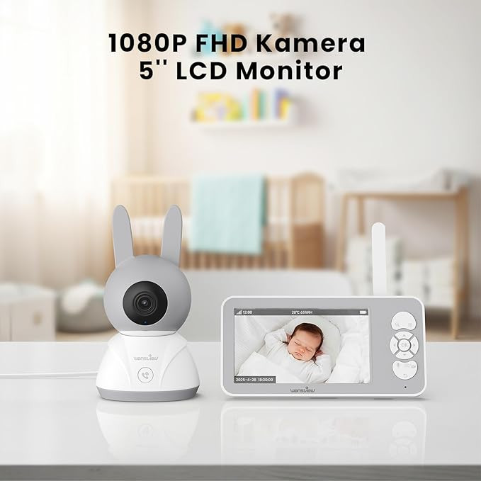 مانیتور کودک wansview با دوربین 2.4/5 گیگاهرتز وای فای، 5 اینچ، ویدئو 1080P،