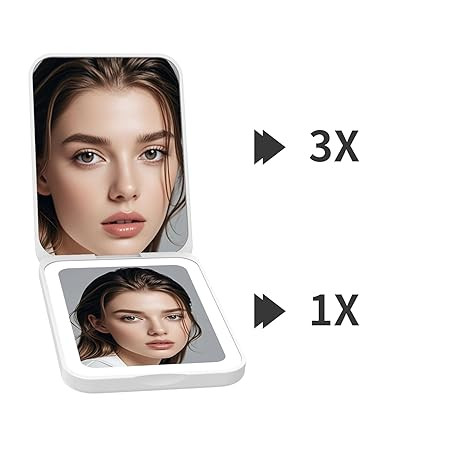 آینه آرایشی تاشو چراغ دار سه حالته شارژی Kintion-سفید
