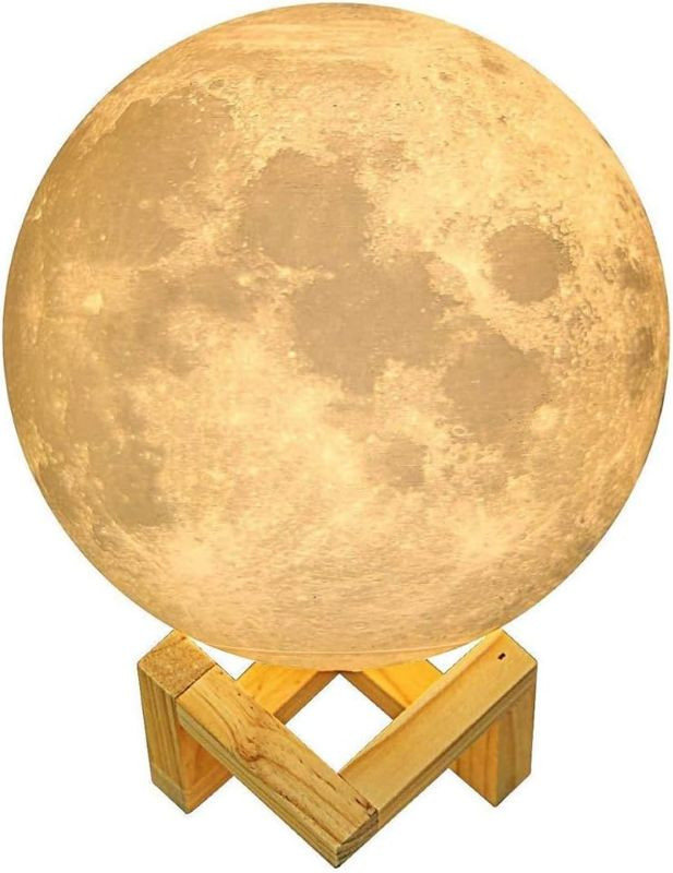 چراغ ماه 3D MOON LAMP پایه چوبی