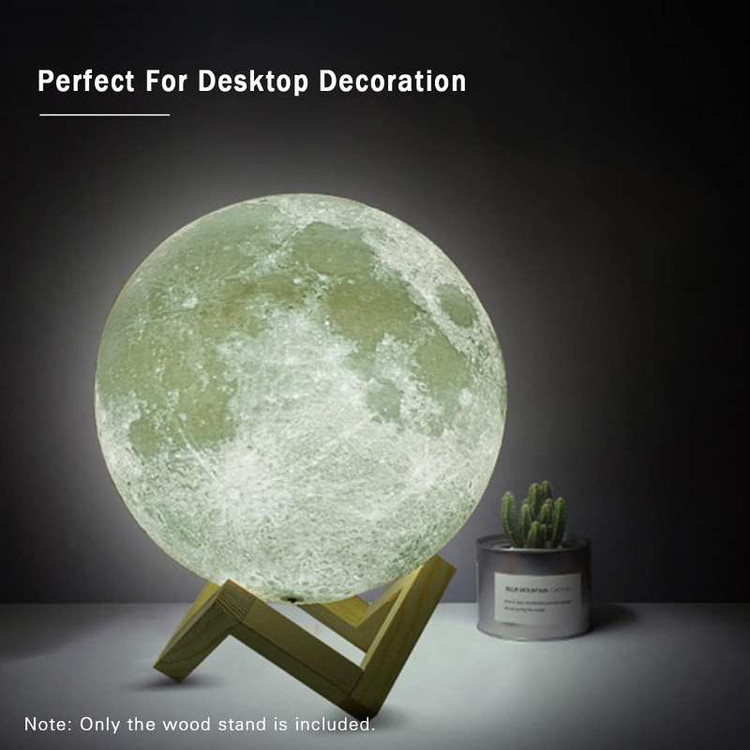 چراغ ماه 3D MOON LAMP پایه چوبی