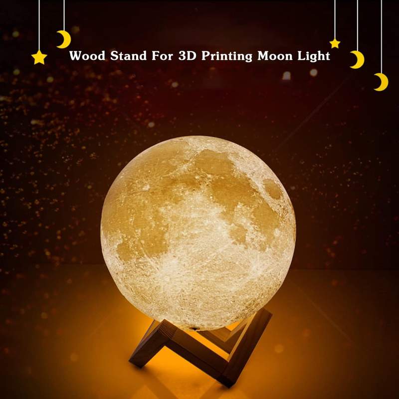 چراغ ماه 3D MOON LAMP پایه چوبی