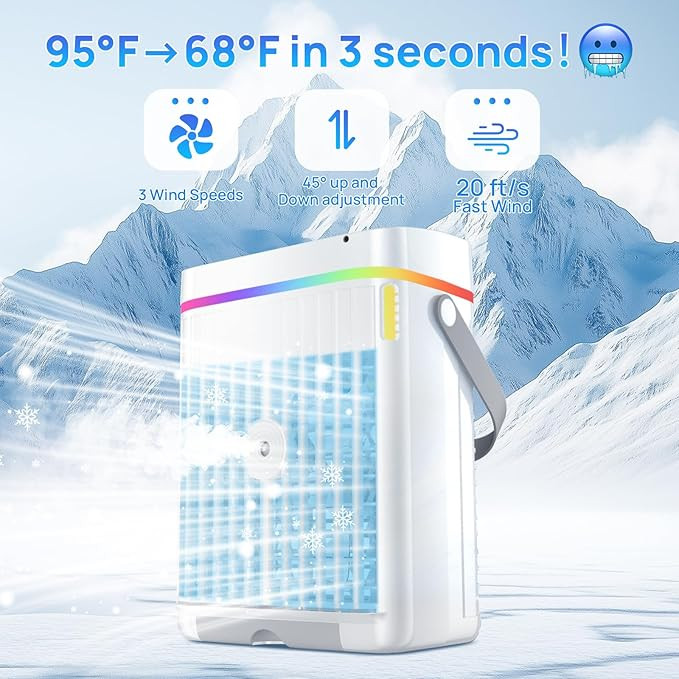 کولر آبی رومیزی USB با مخزن آب و یخ و نورپردازی RGB TT_13