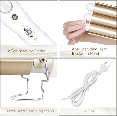فرکننده مو FLITRONIC مدل HE-19 ، میله فرکننده مو با طول موج 3 اینچ