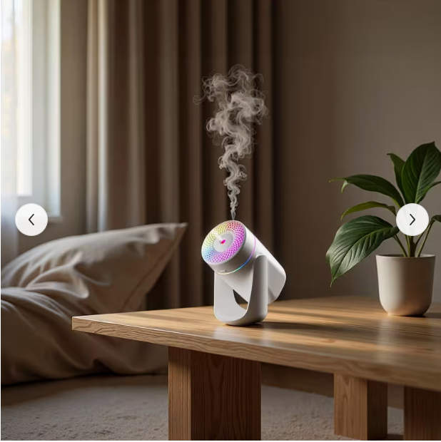 دستگاه بخور کوچک و بی‌صدای ۳۵۰ میلی‌لیتری با چراغ LED رنگی و زاویه قابل تنظیمOFAN-531