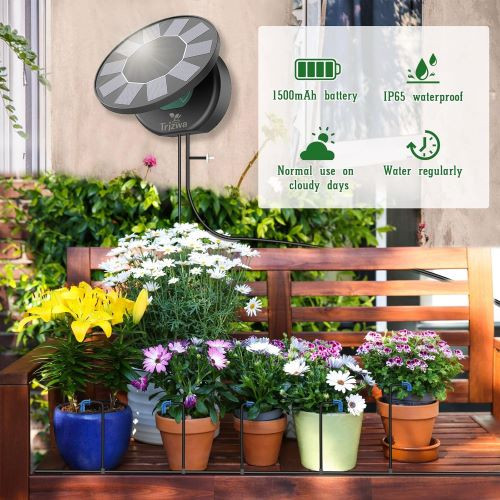 کیت سیستم آبیاری قطرهای خودکار خورشیدی، کیت آبیاری خودکار برای سیستم آبیاری باغ DIY با 9 حالت زمانبندی و مجموعه ضد سیفون، سیستم آبیاری باغ، بالکن و پاسیو داخلی/خارجی