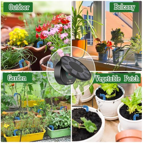 کیت سیستم آبیاری قطرهای خودکار خورشیدی، کیت آبیاری خودکار برای سیستم آبیاری باغ DIY با 9 حالت زمانبندی و مجموعه ضد سیفون، سیستم آبیاری باغ، بالکن و پاسیو داخلی/خارجی