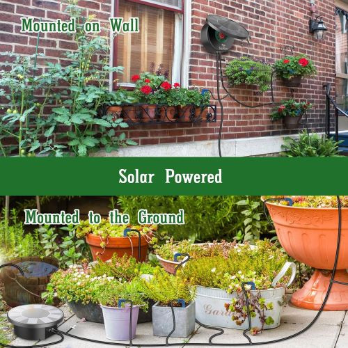کیت سیستم آبیاری قطرهای خودکار خورشیدی، کیت آبیاری خودکار برای سیستم آبیاری باغ DIY با 9 حالت زمانبندی و مجموعه ضد سیفون، سیستم آبیاری باغ، بالکن و پاسیو داخلی/خارجی