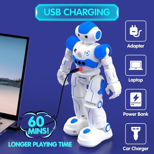 اسباببازی رباتیک هوش مصنوعی Pup Go Smart RC برای کودکان ۳+ سال، مناسب برای پسران، آوازخوان، رقص، تعاملی، صحبت کننده، دارای حسگر حرکت، کنترل از راه دور، مناسب برای کودکان اوتیسمی (آبی)