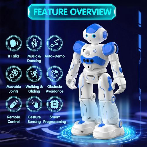 اسباببازی رباتیک هوش مصنوعی Pup Go Smart RC برای کودکان ۳+ سال، مناسب برای پسران، آوازخوان، رقص، تعاملی، صحبت کننده، دارای حسگر حرکت، کنترل از راه دور، مناسب برای کودکان اوتیسمی (آبی)