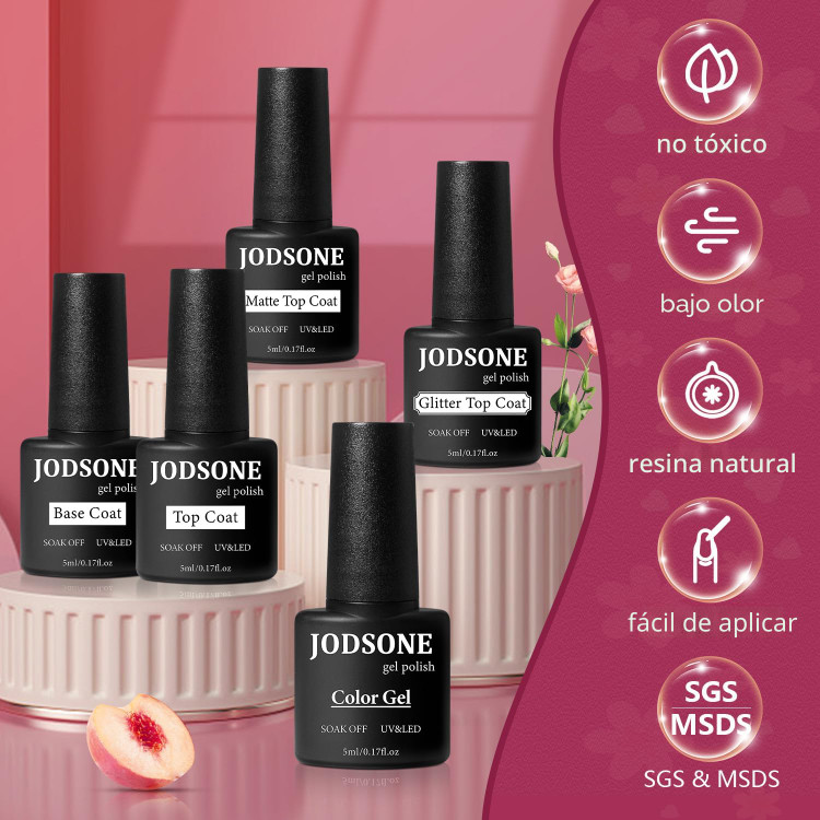 کیت ۳۶ تکه لاک ناخن ژلهای JODSONE با نور UV - مجموعه لاک ژل کلاسیک (مشکی، سفید، نود و آبی-بنفش) با ابزار مانیکور - مناسب برای همه نوع