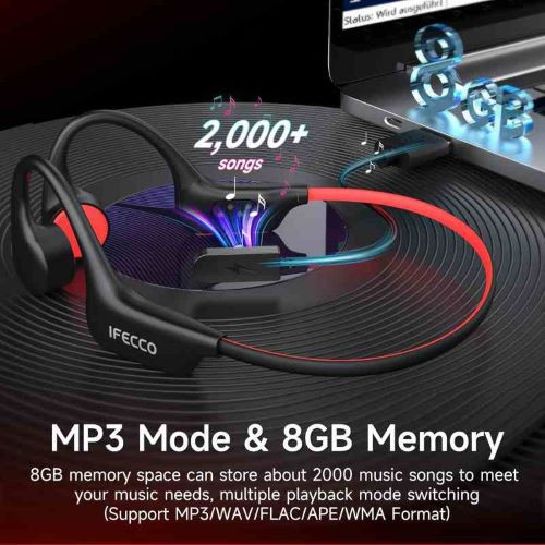 هدفون استخوانی ضد آب X27 مدل IFECCO مخصوص شنا – IP68 با بلوتوث 6.0، با 8G MP3 برای دویدن، دوچرخه سواری و ورزش