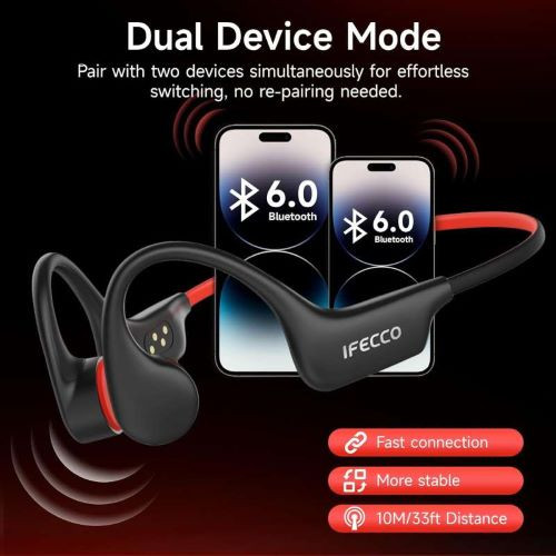 هدفون استخوانی ضد آب X27 مدل IFECCO مخصوص شنا – IP68 با بلوتوث 6.0، با 8G MP3 برای دویدن، دوچرخه سواری و ورزش
