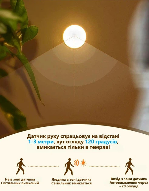 چراغ خواب LED با حسگر حرکت (نور سفید گرم) — قابل شارژ با USB، برای آشپزخانه، کمد، پلهها، بیسیم، سفید