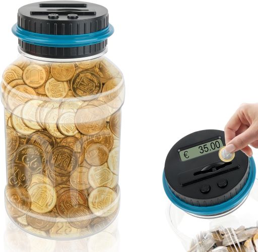 قلک دیجیتالی VFANDV با شمارنده ۱.۸ لیتر، شمارنده سکه بزرگ با نمایشگر LCD