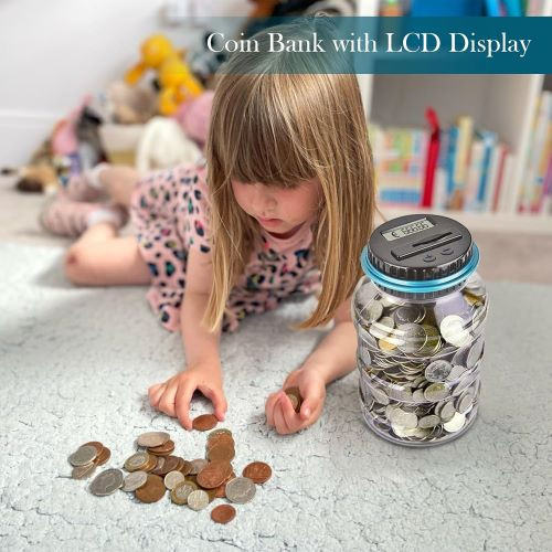 قلک دیجیتالی VFANDV با شمارنده ۱.۸ لیتر، شمارنده سکه بزرگ با نمایشگر LCD