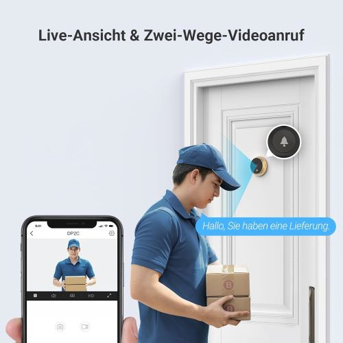 دوربین درب بازکن بیسیم EZVIZ DP2C طلایی ۲ مگاپیکسلی با صفحه نمایش رنگی ۴.۳ اینچی
