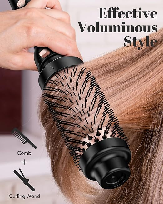 برس حرارتی Terviiix، فرکننده سرامیکی و برس حرارتی با 9 تنظیم دما. 3 لوله مسافرتی قابل تعویض برای موهای کوتاه، متوسط و بلند (لولههای 32 میلیمتری، 38 میلیمتری و 45 میلیمتری)، ولتاژ دوگانه