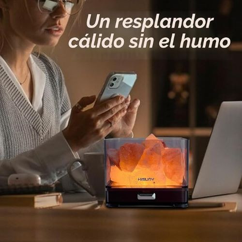 گرمکننده هوشمند روغن اسانس و چراغ نمک هیمالیا ۲ در ۱ - مینی USB - LED، چراغ خواب نمک طبیعی قابل تنظیم برای دکوراسیون منزل، یوگا، اسپا و مدیتیشن