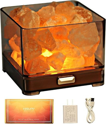 گرمکننده هوشمند روغن اسانس و چراغ نمک هیمالیا ۲ در ۱ - مینی USB - LED، چراغ خواب نمک طبیعی قابل تنظیم برای دکوراسیون منزل، یوگا، اسپا و مدیتیشن