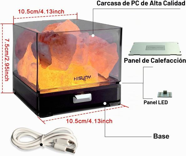 گرمکننده هوشمند روغن اسانس و چراغ نمک هیمالیا ۲ در ۱ - مینی USB - LED، چراغ خواب نمک طبیعی قابل تنظیم برای دکوراسیون منزل، یوگا، اسپا و مدیتیشن